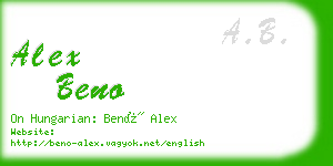 alex beno business card